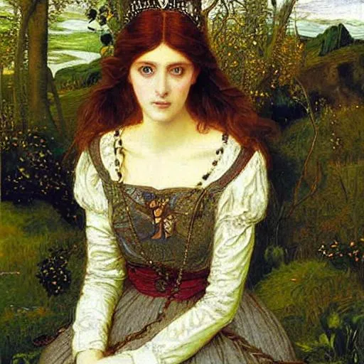 Prompt: Renessaince princess oil painting by Pre-Raphaelite brotherhood 