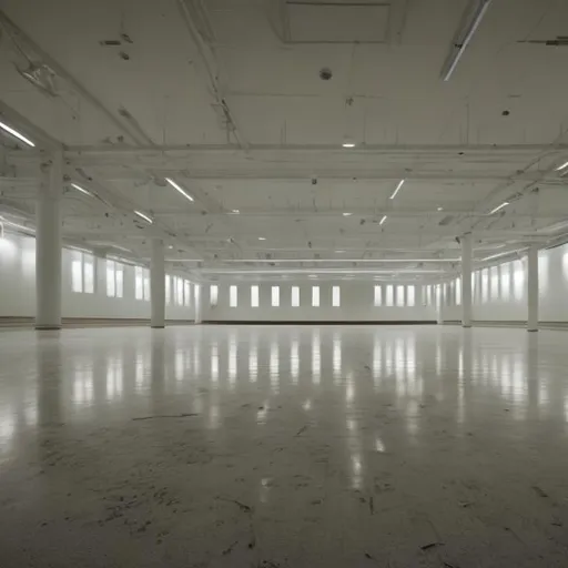 Prompt: In an empty large room at night