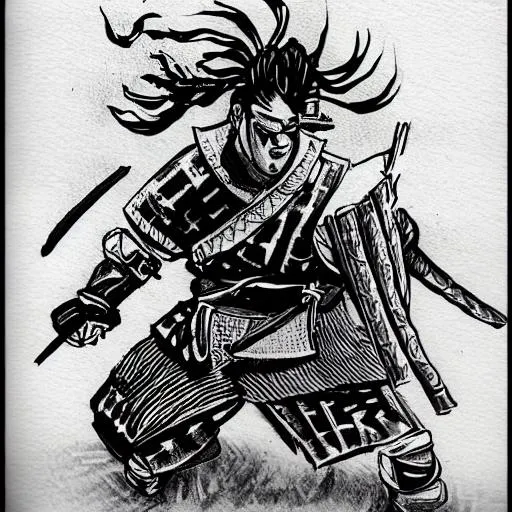 Samurai fighter Ink Paper | OpenArt