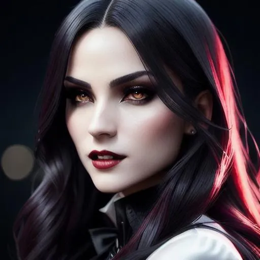 Prompt: epic professional digital portrait art of vampire 👩‍💼😉,best on artstation, cgsociety, wlop, Behance, pixiv, astonishing, impressive, outstanding, epic, cinematic, stunning, gorgeous, concept artwork, much detail, much wow, masterpiece, photorealistic, intricate details, hyperrealisitic, Midnight Lighting