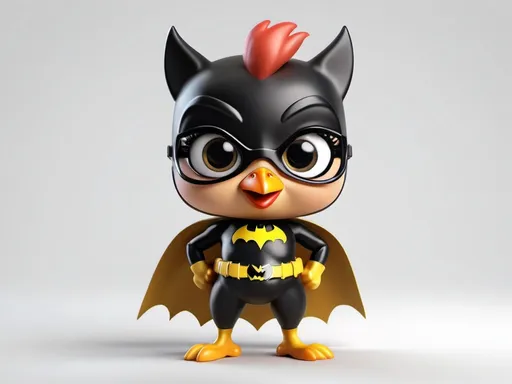Prompt: cute superhero chicken like batgirl without sign