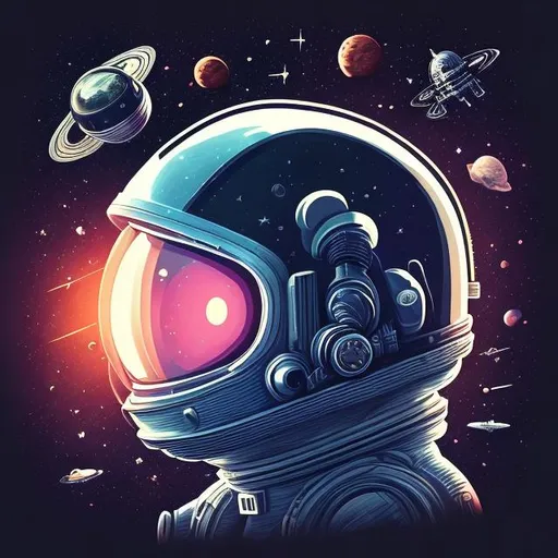Prompt: Astronout, fly, space, rocket, planet, stars, moon, astro cat, helmet, oxygen box, black space, realistic, 3d, black sky, meteorite,