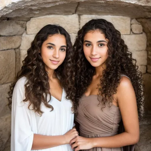 Prompt: Only Fans model, modest and beautiful, christian garment, light brown long curly hair, brown eyes, white skin tone, short girl, in the Sepulchre in Jerusalem, God fearing woman, virtuous, feminine features and dignity.