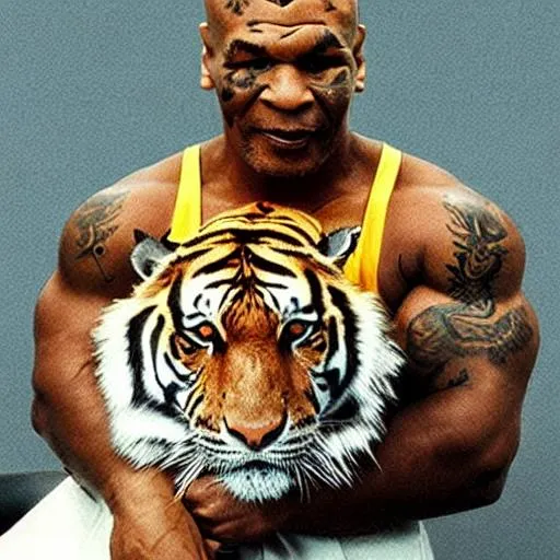 Prompt: Mike tyson riding a tiger