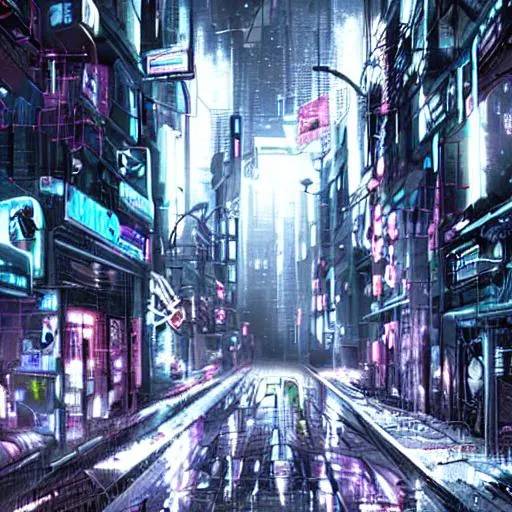 Prompt: Cyberpunk dark street 