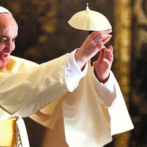 Prompt: The pope imitates a super sayian.