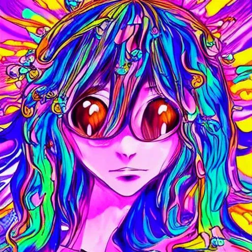 Prompt: Psychedelic art of an anime girl who is melting