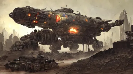 Prompt: Nuclear wasteland, strange objects, fighting for survival, time is running out, hyper detailed, photorealistic, spaceship, cyberpunk, mech, firing missiles