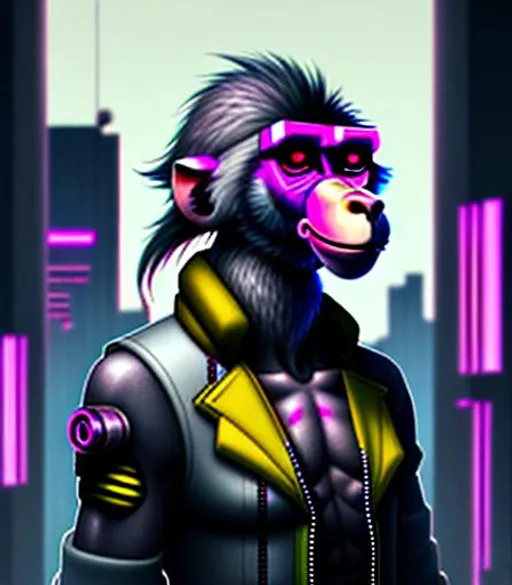 Prompt: cyberpunk baboon
