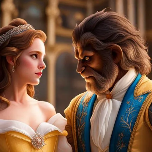 Prompt: Beauty and the Beast , closeup