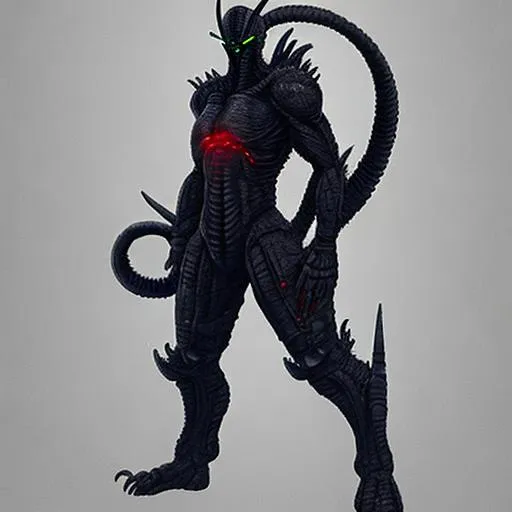 Prompt: Godzilla Aliens Xenomorph Traits
