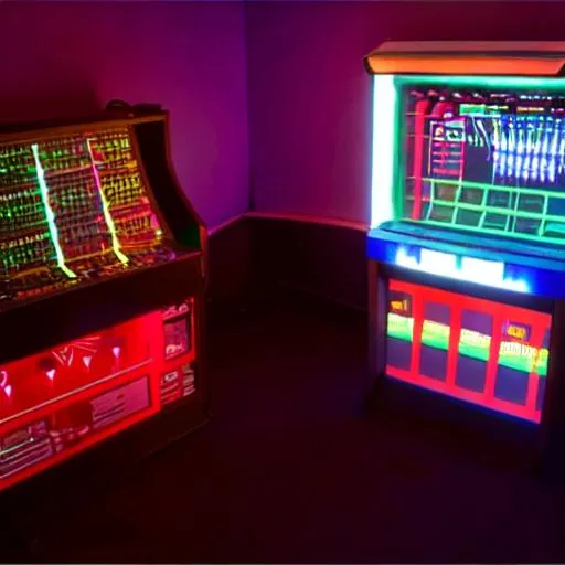 Prompt: rhyll arcade 80s british arcade with modular synthesiser
