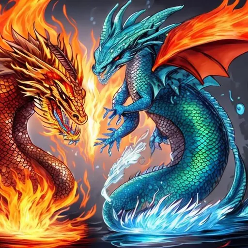 OpenDream - fire dragon and water dragon fighting