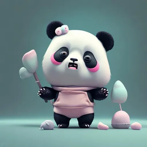 Prompt: Tiny cute scared 
panda toy, standing 
character, soft smooth 
lighting, soft pastel 
colors, skottie young, 
3d blender render, 
polycount, modular 
constructivism, pop 
surrealism, physically 
based rendering, 
square image
