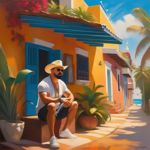 Prompt: AngryJoe in Puerto Rico, Despacito, cartoony style, extremely detailed painting by Greg Rutkowski and by Henry Justice Ford and by Steve Henderson 