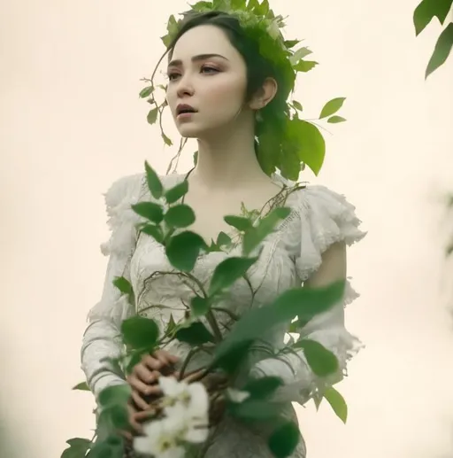 Prompt: mavka the forest song in white dress