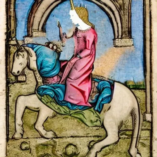 Prompt: 15th century princess riding a unicorn