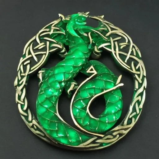 Prompt: Celtic moon emerald dragon
