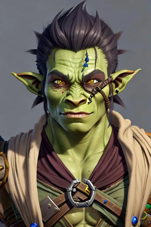 Prompt: young orc fantasy mechanic