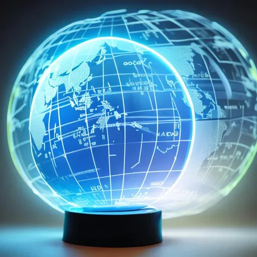 Prompt: Global business network glowing sphere illuminates