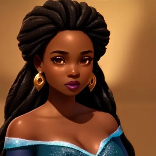 Pixar style brown skin girl glowing hair | OpenArt