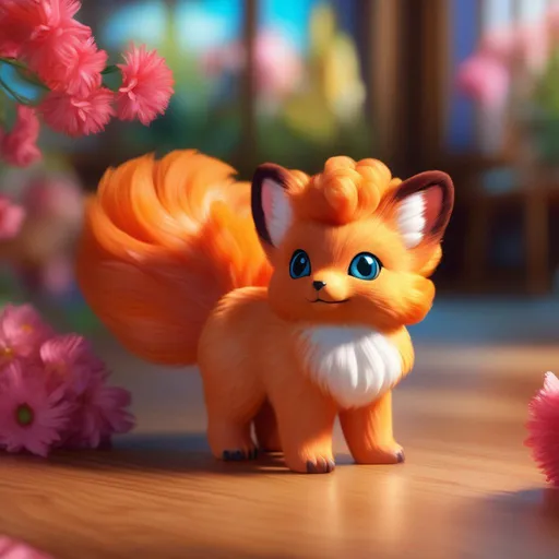 Prompt: (Vulpix), realistic, photograph, epic oil painting, (hyper real), furry, (hyper detailed), extremely beautiful, (on back), sprawled, paws in the air, playful, UHD, studio lighting, best quality, professional, photorealism, masterpiece, ray tracing, 8k eyes, 8k, highly detailed, highly detailed fur, hyper realistic thick fur, canine quadruped, (high quality fur), fluffy, fuzzy, close up, rear view, hyper detailed eyes, perfect composition, ray tracing, masterpiece, trending, instagram, artstation, deviantart, best art, best photograph, unreal engine, high octane, cute, adorable smile, lying on back, flipped on back, lazy, peaceful, (highly detailed background), vivid, vibrant, intricate facial detail, incredibly sharp detailed eyes, incredibly realistic fur, concept art, anne stokes, yuino chiri, character reveal, extremely detailed fur, sapphire sky, complementary colors, golden ratio, rich shading, vivid colors, high saturation colors, nintendo, pokemon, silver light beams
