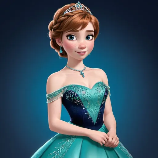 Prompt: princess anna in a prom dress