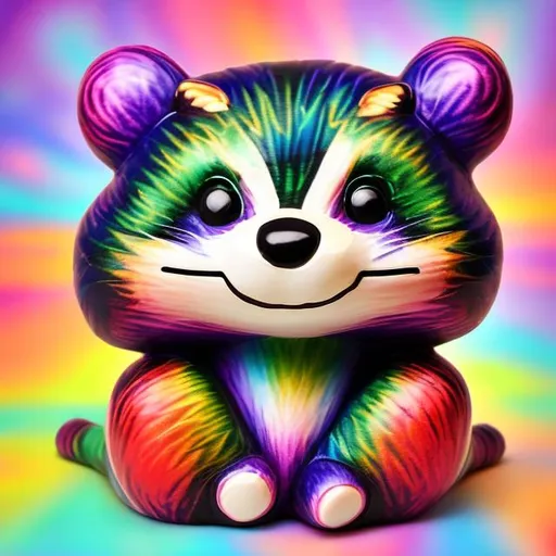 Prompt: Racoon toy in the style of Lisa frank