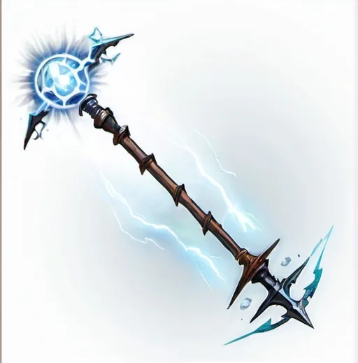 Prompt: Dungeons and dragons magic staff, lightning, tempest