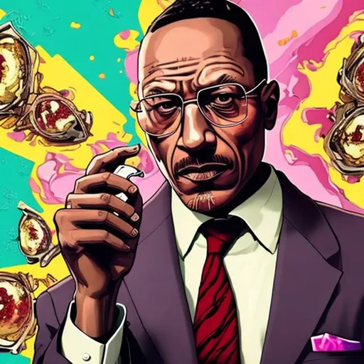 Prompt: Gustavo Fring Breaking Bad Better Call Saul Los Pollos Hermanos High-Quality 4k cosplaying as a curvy gorgeous waifu as the protagonist of a yandere waifu video game (Doki-Doki Literature Club) holding a bloody shiny glistening knife. Well-groomed, lush hair 1:16 face ratio youthful lonely gaze. 