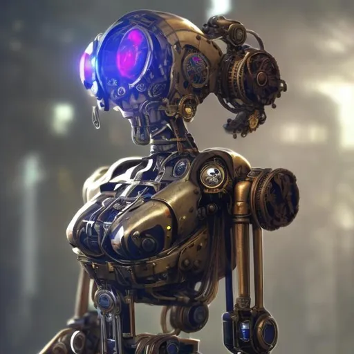 Prompt: A super advanced, steampunk, A.I. humanoid robot.