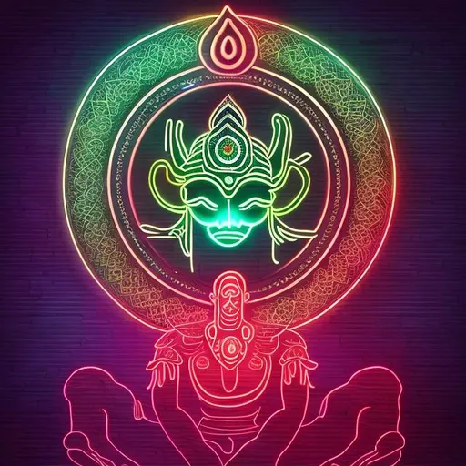 Prompt: Neon, with Hindu religious theme