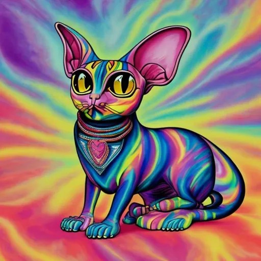 Prompt: Sphinx cat toy in the style of Lisa frank