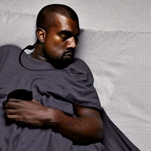 Prompt: Kanye West sleeping