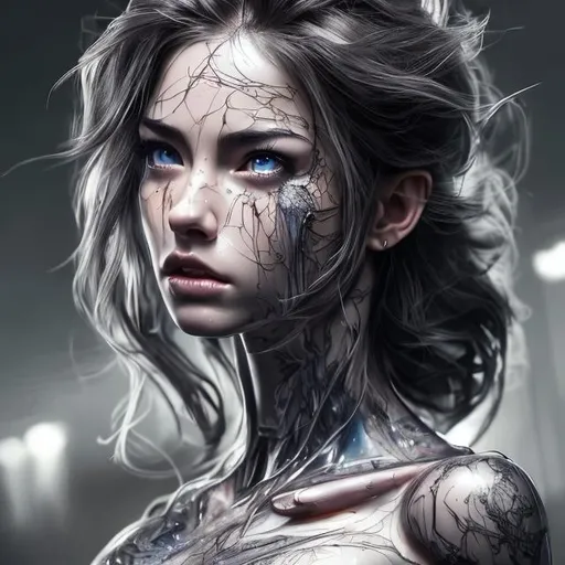 Prompt: (masterpiece) (hyper realistic) (8K) (detailed photography) (epic composition) (epic proportion) instagram able, centered, extremely detailed face, extremely detailed eyes, extremely detailed clothes, an artist, show me a woman draw style, tattoo art, clear face, crystal clear eyes, paperdraw, blossom, wavy hair, long hair.