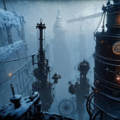 Prompt: steampunk frostpunk 8k HDR