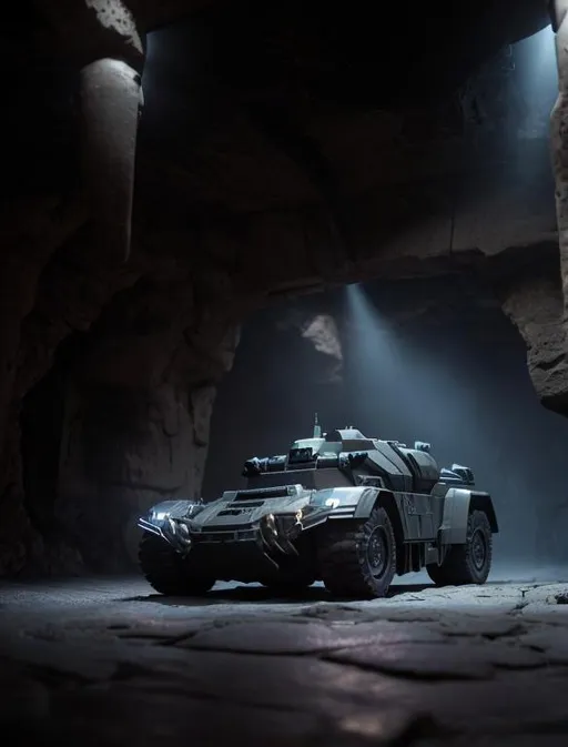 Prompt: (Sophisticated Photo:1.3) of (Ultrarealistic:1.3) batman assault tumbler vehicle in the batcave :: (control panels, flagstones) :: low light :: gloomy atmosphere :: mist :: volumetric lighting :: subsurface scattering :: wide angle shot :: photorealistic :: dramatic :: tenebroso :: detailed acrylic :: intricate complexity :: (extremely detailed, 8k wallpaper) :: lumion :: very coherent :: sharp focus :: by jessica rossier, gaston bussiere, h. r. giger, beksinski :: Fujifilm XT3,Highly Detailed,(Hyperrealism:1.3),(Cold Colors:1.3),naturalism,land Art,regionalism,shutterstock contest winner,trending on unsplash,featured on Flickr