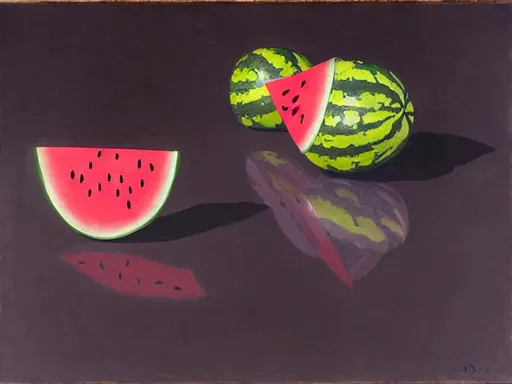 Prompt: Watermelon on Street Super Thick Stucco impressionistic 3-D Oil Impasto abstract


