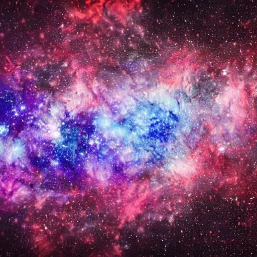 Prompt: distorted purple and blue and red galaxy