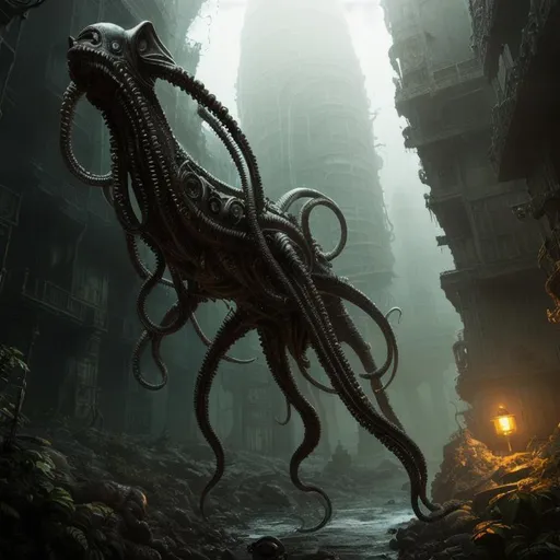 sci fi,, lovecraftian creature, horror, alien squid...