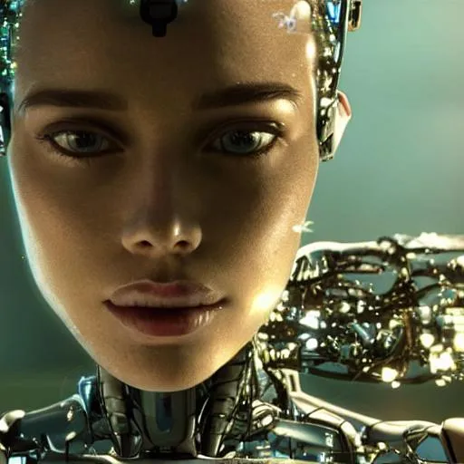 Prompt: Highly detailed representation  of Artificial  Intelligence achieving sentience  beautiful cinematic 