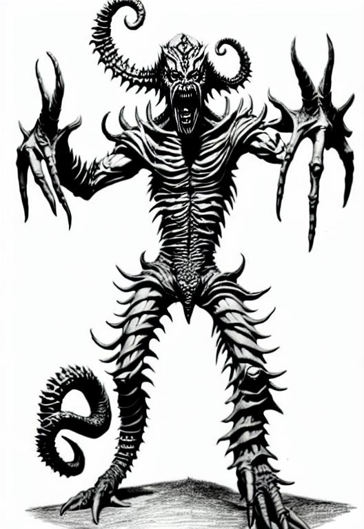 A Black And White Drawing Of The Demogorgon Figure F 