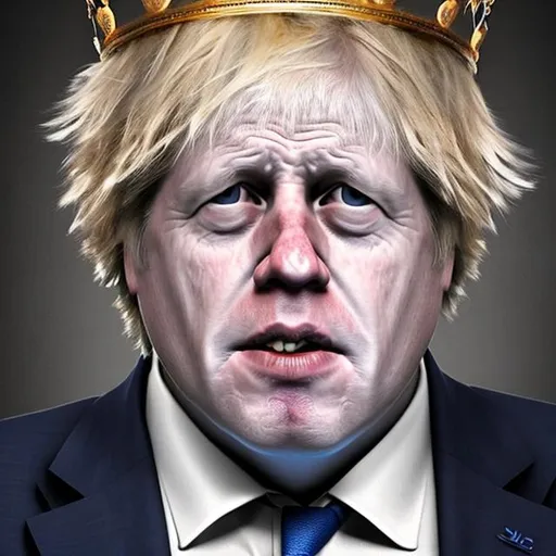 Prompt: ultra Ultra-real Boris Johnson with a crown on his head 