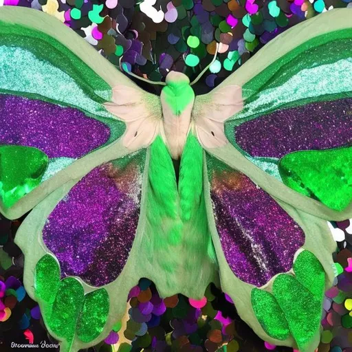 Prompt: Luna moth made out of Sequins 