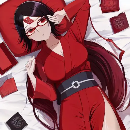 Sarada Uchiha (in her manga outfit), is unconscious