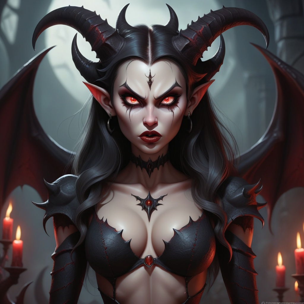 A breathtaking fantasy art image of a demonic woman.... | OpenArt