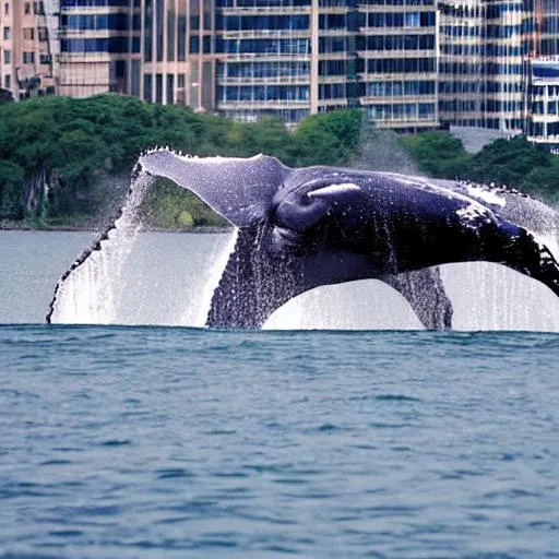 Prompt: humpback whale in city 