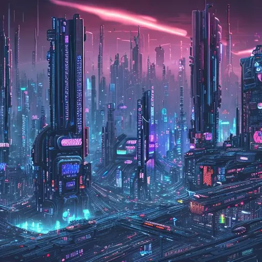Prompt: ((best quality)), ((masterpiece)), intricately detailed, cyberpunk, futuristic city, night city, neon, train, floating cars, skyscrapers