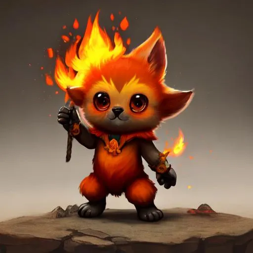 Prompt: a cute fire elemental, fantasy art, fantasy, magical, concept art, highly detailed, realistic, artstation, award winning,