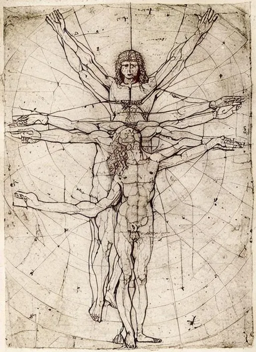 Prompt: Vitruvian man by Leonardo da Vinci  illustration - n 9